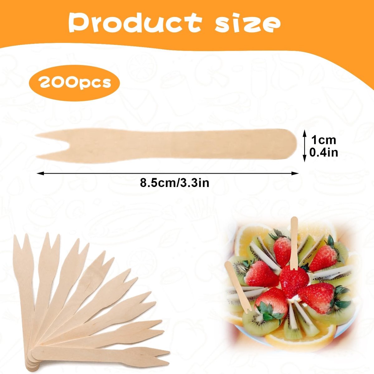 Dailygoods- Frietvorken 200 Stuks - Houten Vorken - Feestbestek - Herbruikbaar - Biologisch Afbreekbaar - Hoogwaardig Berkenhout