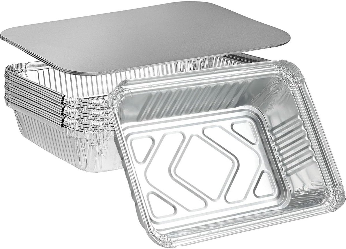 Dailygoods- Aluminium Borden - Set van 20 - Oven-/Vriezerbestendig - Luchtdicht - 22 × 15,5 × 5 cm - Sterk en Duurzaam - Wegwerpbakjes