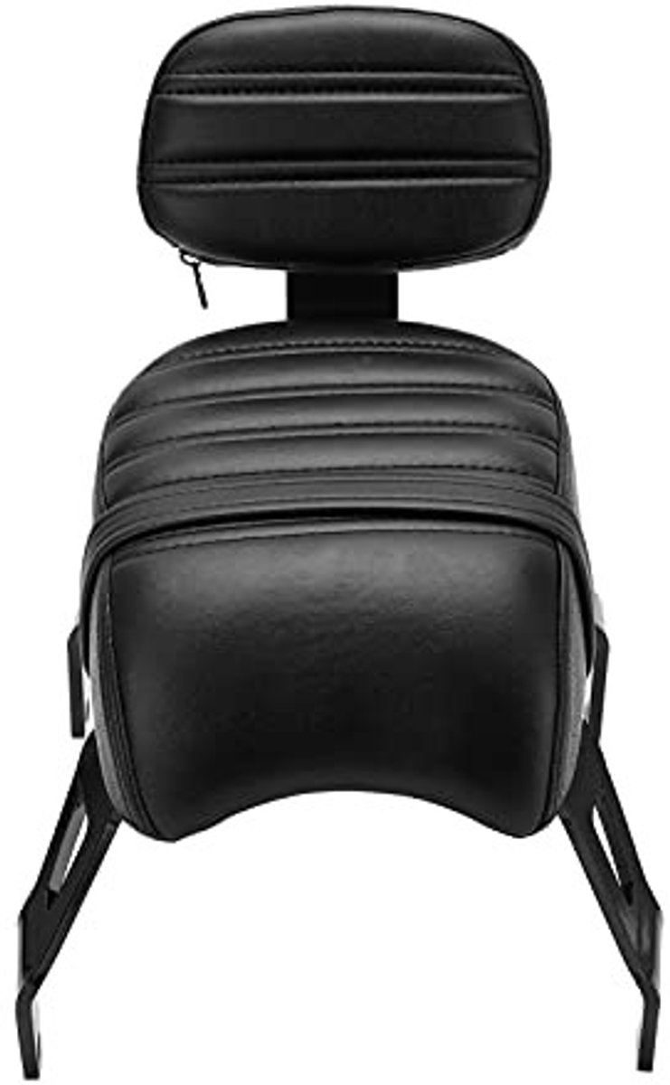 Dailygoods- Passagierszitje Hoogwaardige Kwaliteit - Achterzitje - Rugleuning - Comfortabel - Staal - Waterdicht Zwart Leer - Motorfietszitje