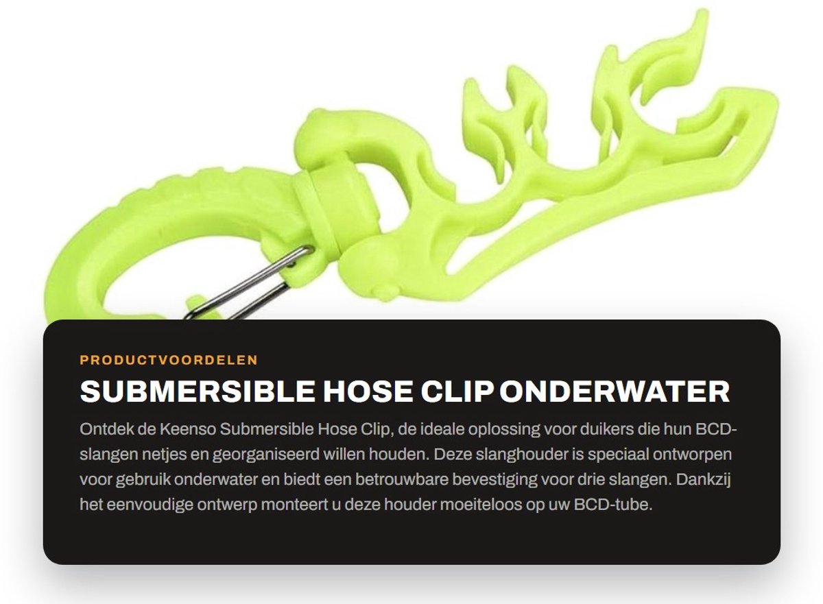 Dailygoods- Dompelslangclip met 3 Slangklemmen - Slanghouder - Onderwaterbuis Houder - BCD Bevestiging - Duurzaam Design - 360 Graden Draaiend