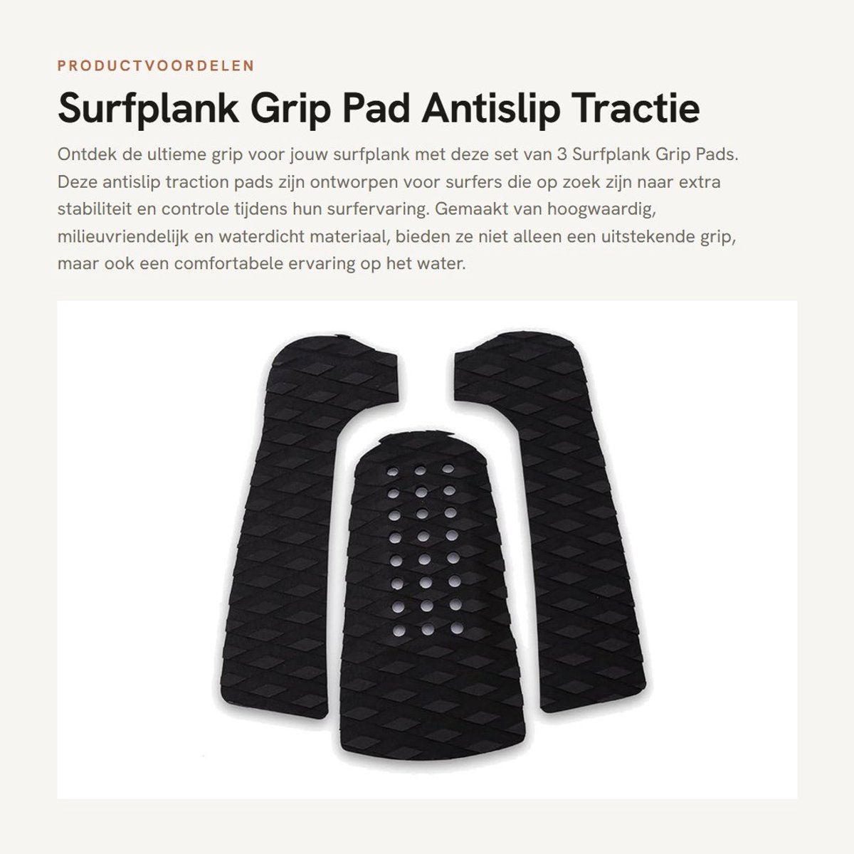 Dailygoods- Grip Pad - 3 Stuks Antislip Surfplank Tractie Pad - Waterdicht - Lichtgewicht - Duurzaam - Hoge Elasticiteit - Surfpad