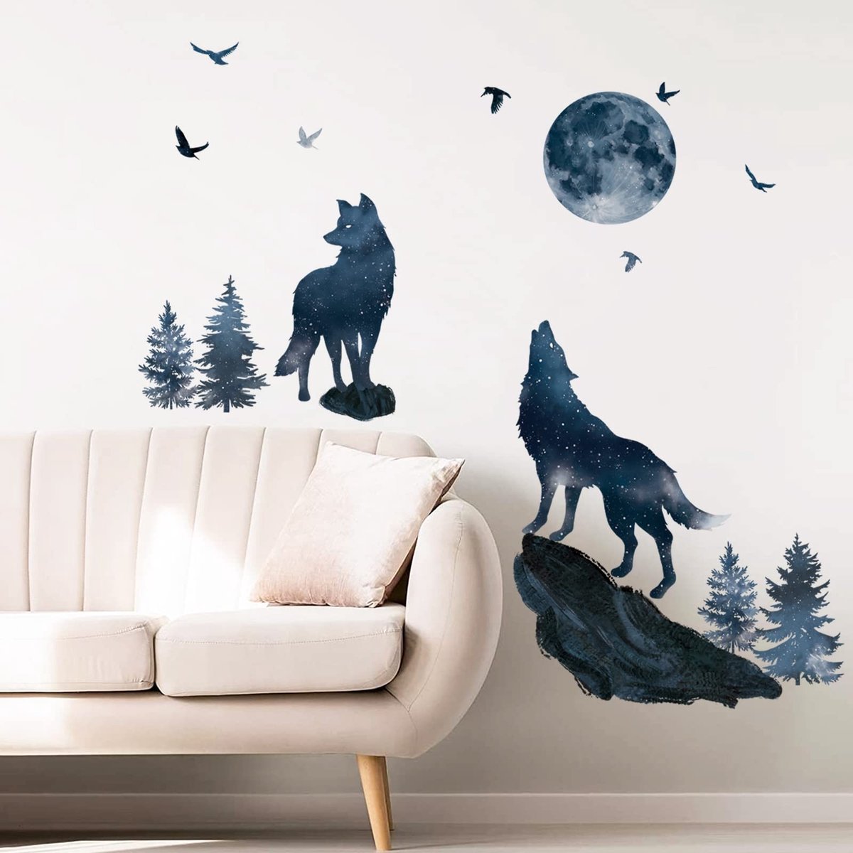 Dailygoods- Muursticker Wolf - Wanddecoratie - Muurstickers Dieren - Verwijderbaar - Veilig - Sterke Kleverigheid - Wandtattoo