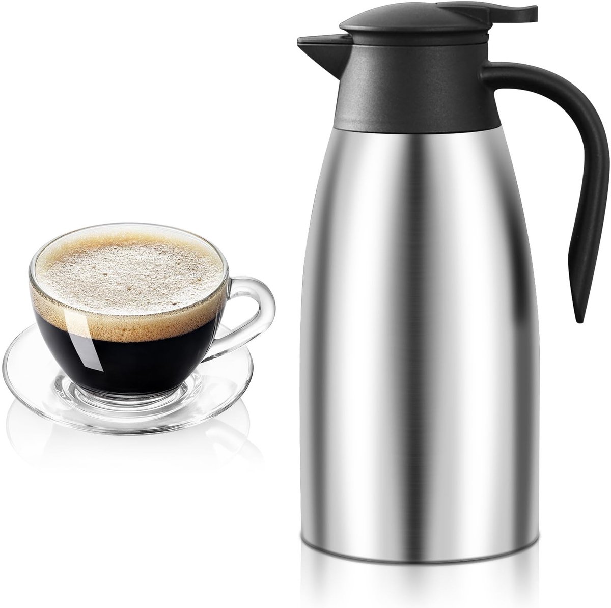 Dailygoods- Thermoskan 2 liter - Isoleerkan - Roestvrij staal - 24 uur warmte-isolatie - Duurzaam - Voor waterkokers/theepotten/koffiezetapparaten - Thermosfles