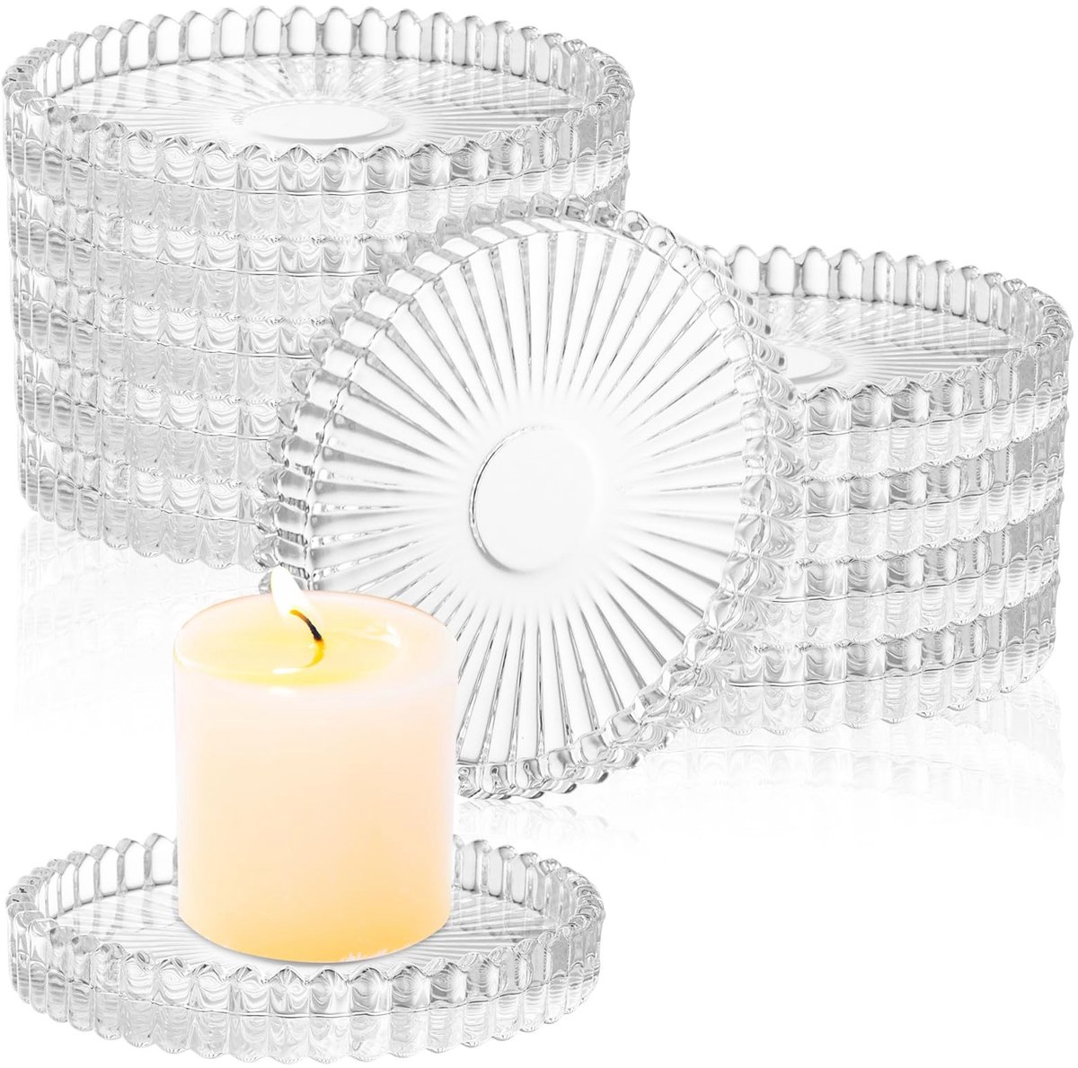 Dailygoods - 12 Stuks Transparante Glazen Kandelaar voor Diner Kaarsen