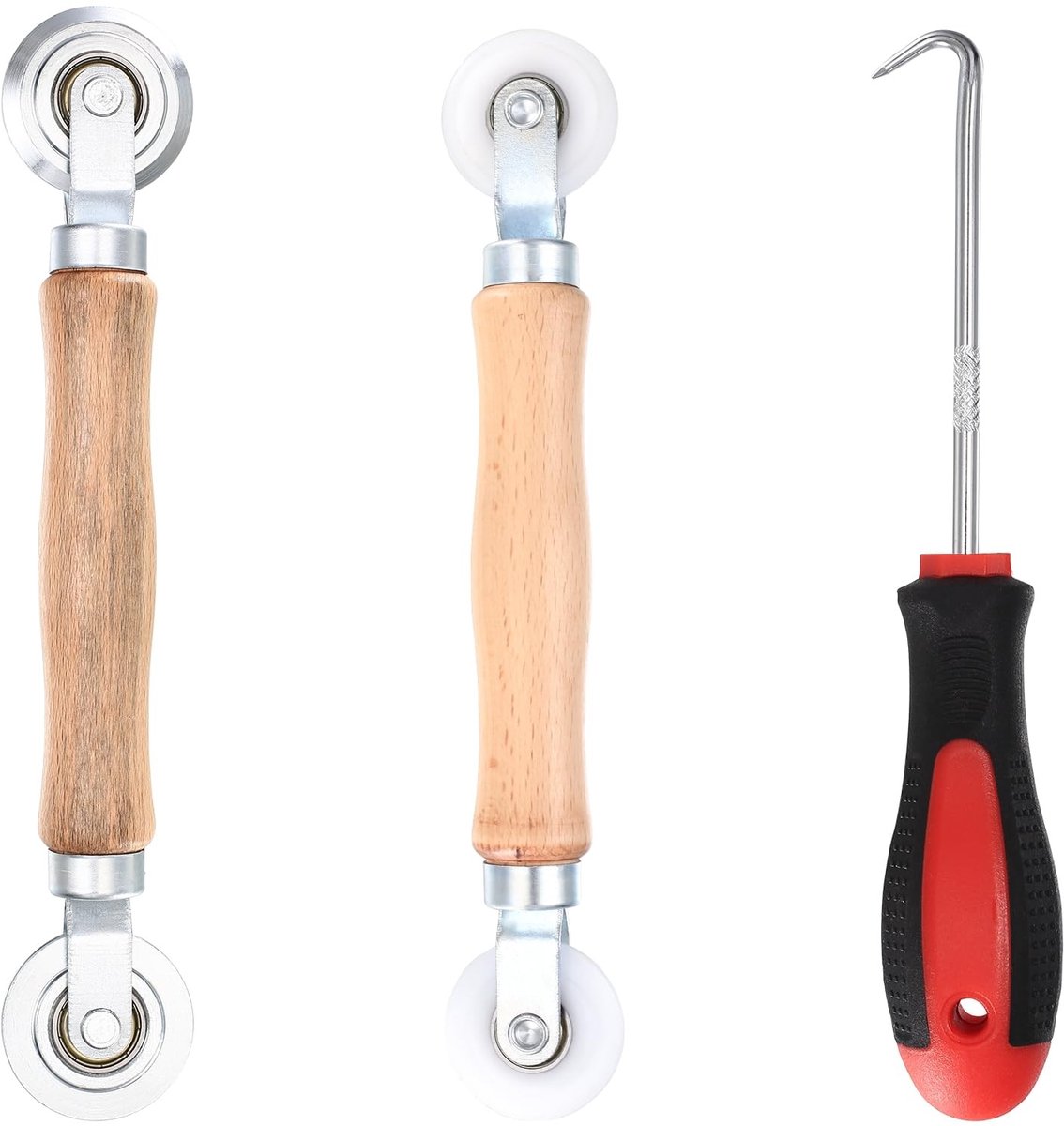 Dailygoods- Stormrandinroller Dubbelkop-ontwerp - Afdichtingsroller - Gereedschap - Ergonomisch Houten Handvat - Duurzaam Nylon - Flexibel Inzetbaar - Zeefroller