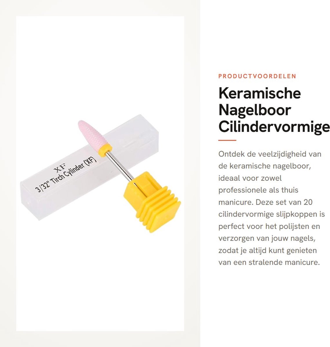 Dailygoods- Nagelboor Keramisch - Cilindervormige Slijpkop - Nagelverzorging Set - Fijne/Medium/Grofkorrelige Tips - Duurzaam - Antibacterieel - Nagelverzorgingsset