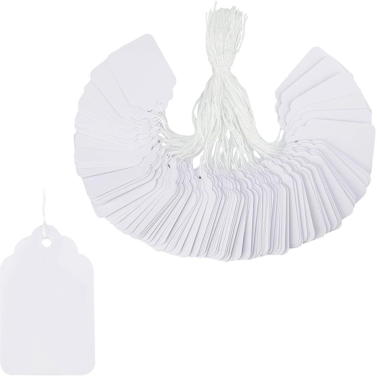 Dailygoods- Prijskaarten 500 stuks - Wit Etiket - Katoenen Touw - Labelen Productprijzen - Organiseren Voorwerpen - Hoogwaardig Papier - Hangtags