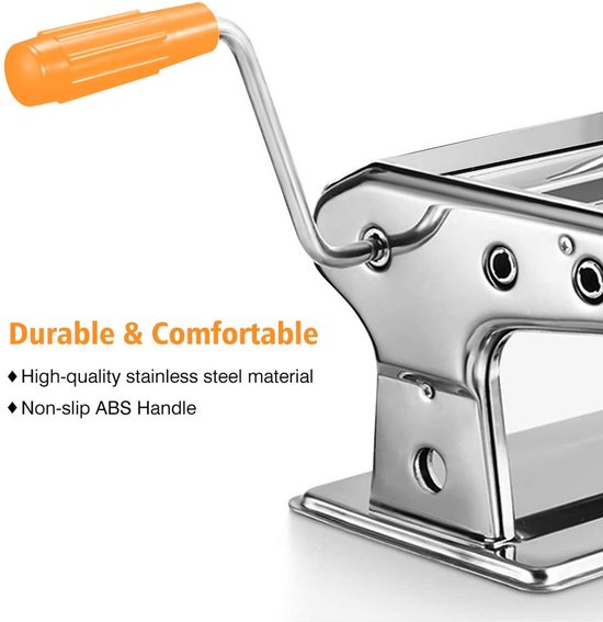 Allecto - 3-in-1 Handmatige Roestvrijstalen Pastamachine - Noedelsnijder voor Spaghetti en Lasagne - Zilver - Handmatige Pasta Roller - Geschikt vo... van Merkloos — afbeelding 3