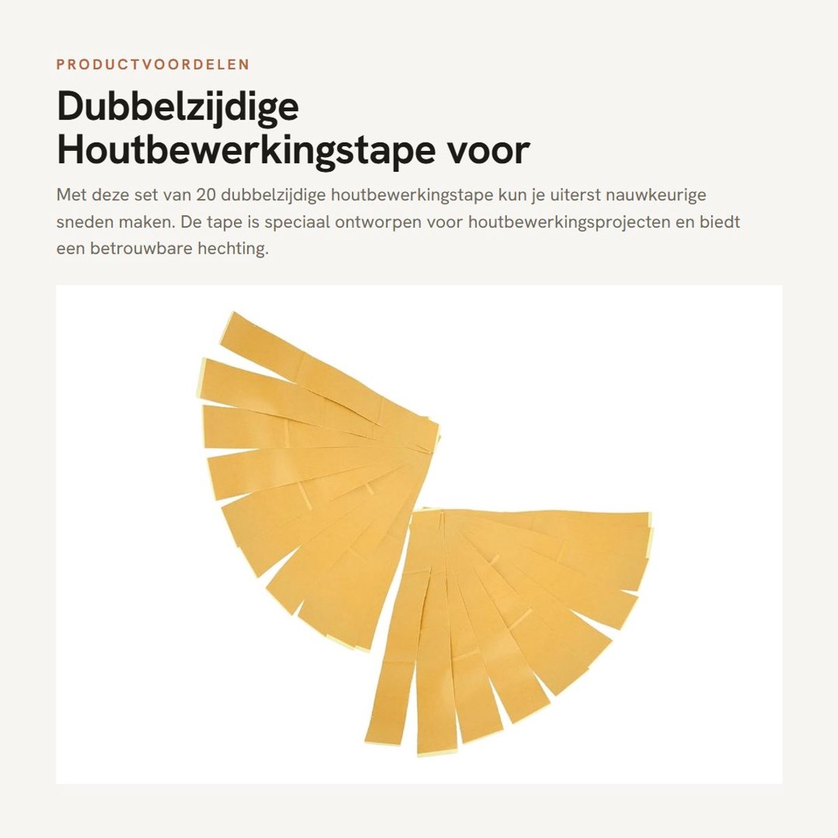 Dailygoods- Houtbewerkingstape 20 Stuks - Dubbelzijdige Tape - Zelfklevende Strips - Nauwkeurige Sneden - Verstekzaagtape - Snijbaar 2x14 Inch
