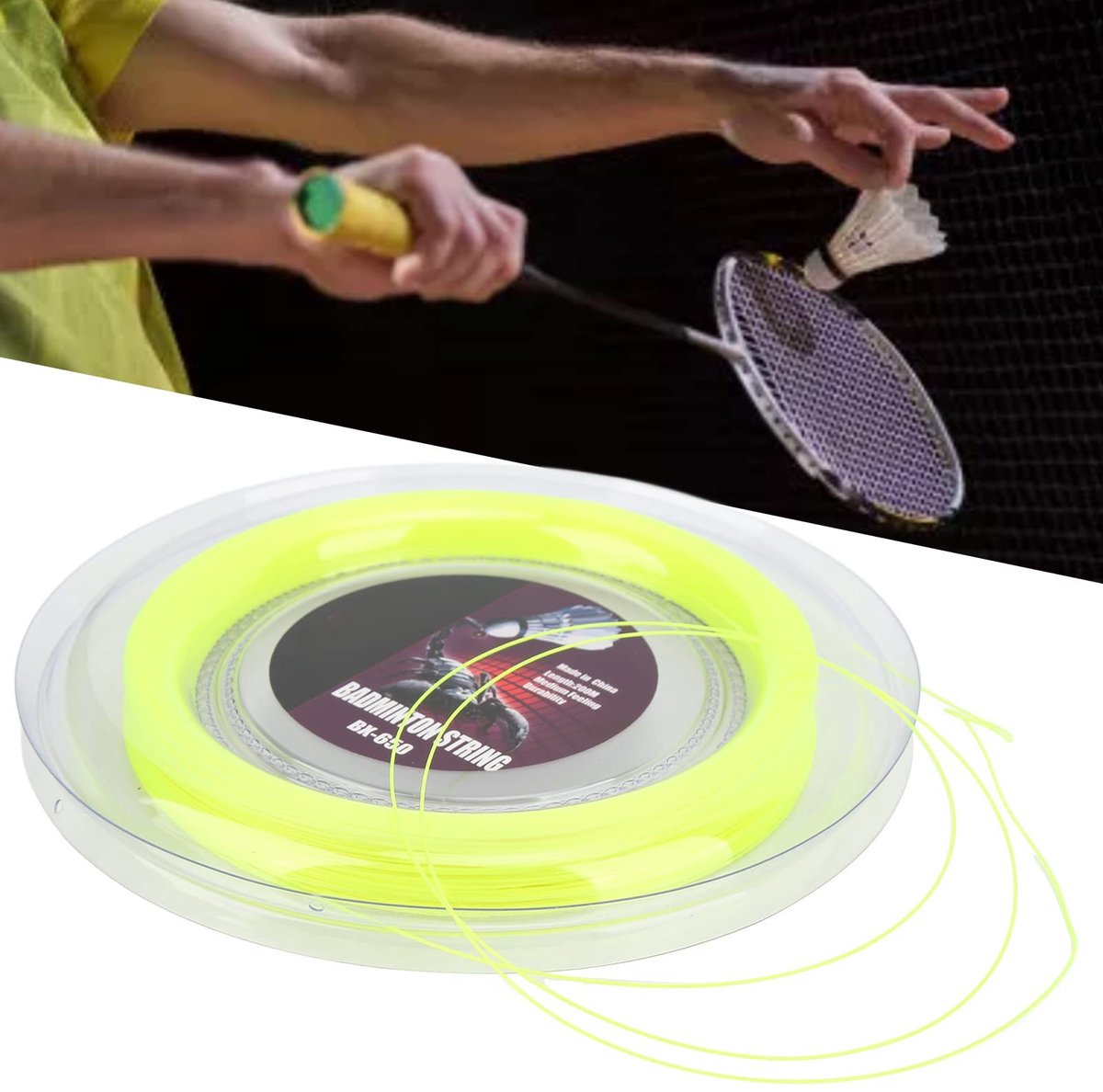 Dailygoods - Badminton Racket String 0.72mm 200m Fluorescerend Geel
