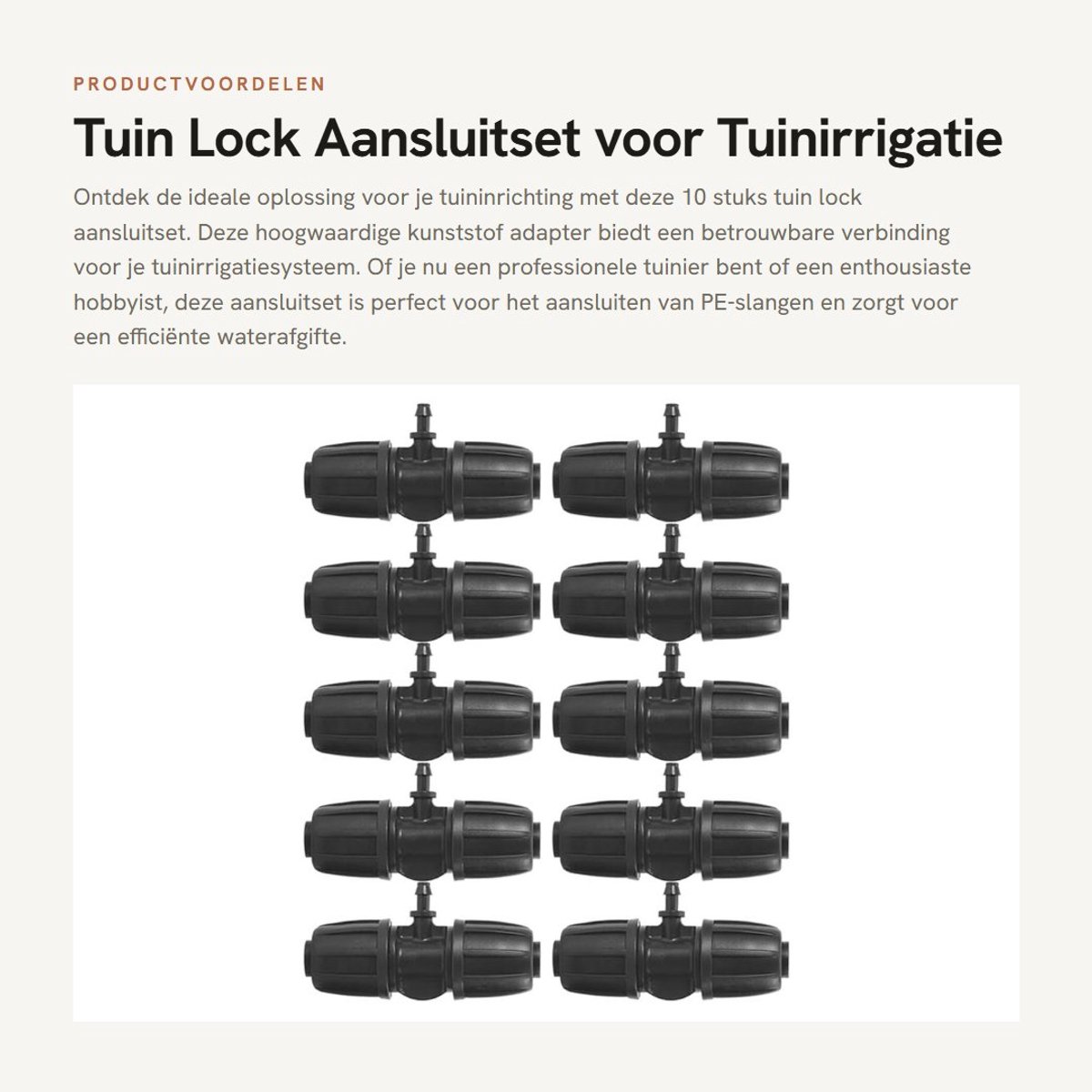 Dailygoods - Tuin Lock - Aansluitset voor Tuinirrigatie - Duurzaam en Herbruikbaar - 16mm tot 4/7 - Kunststof Adapter - Geschikt voor PE-slang - 10 stuks