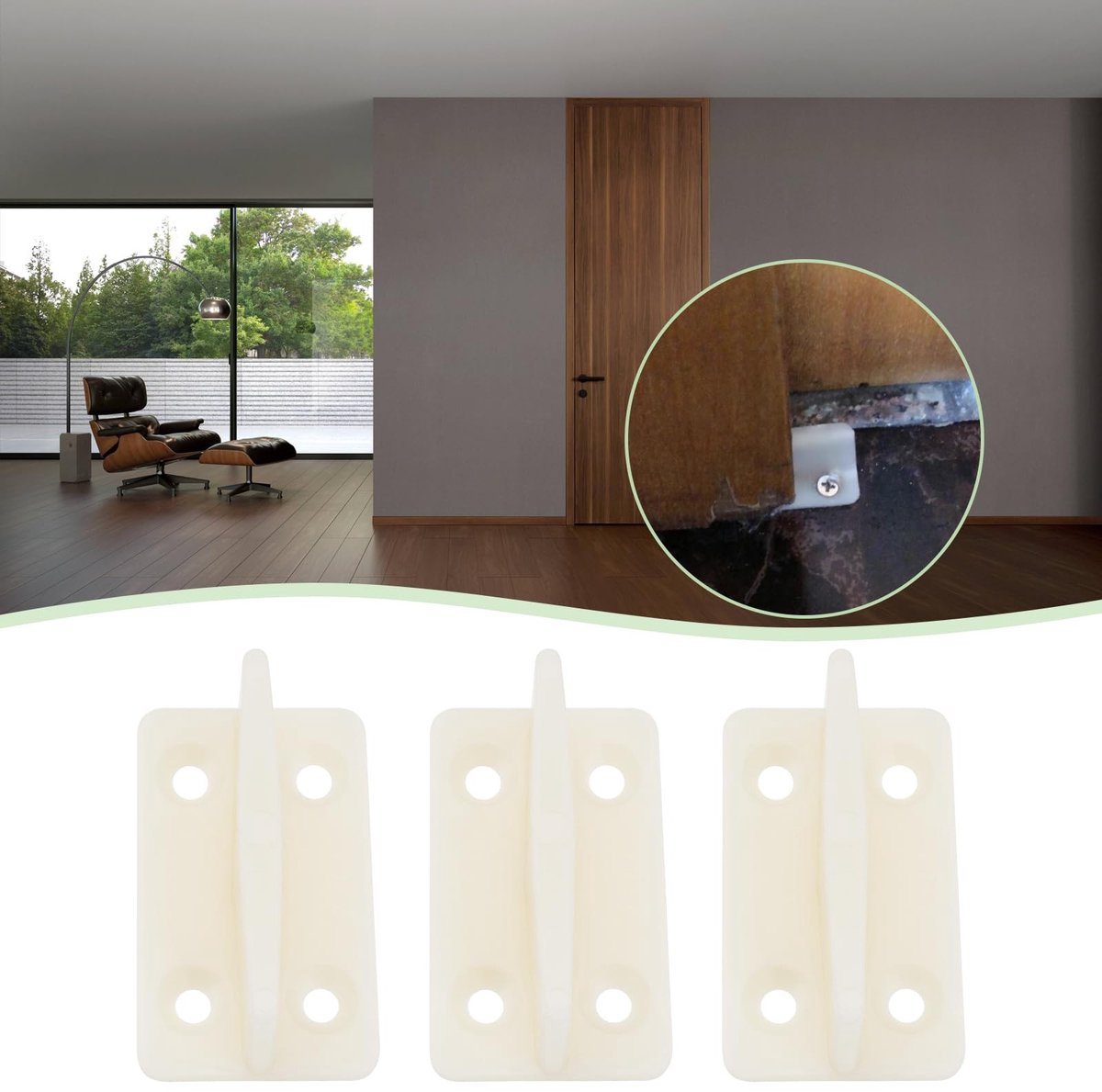 Dailygoods- Bodemgeleider 10 Stuks - Houten Schuifdeur - Kunststof - Eenvoudig te Installeren - 44x26x17mm - Geschikt voor Keuken/Toiletdeuren - Vloergids