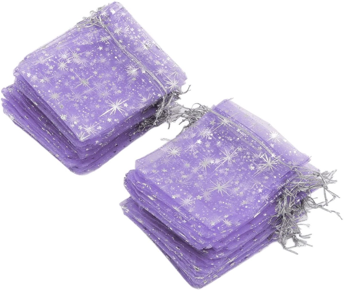 Dailygoods- Organza Zakken Transparant 100 Stuks - Trekkoordontwerp - Ster Patroon - Geschenktas - Verpakking - Ambachtelijke Zeep/Snoepjes - Geschenkzakken