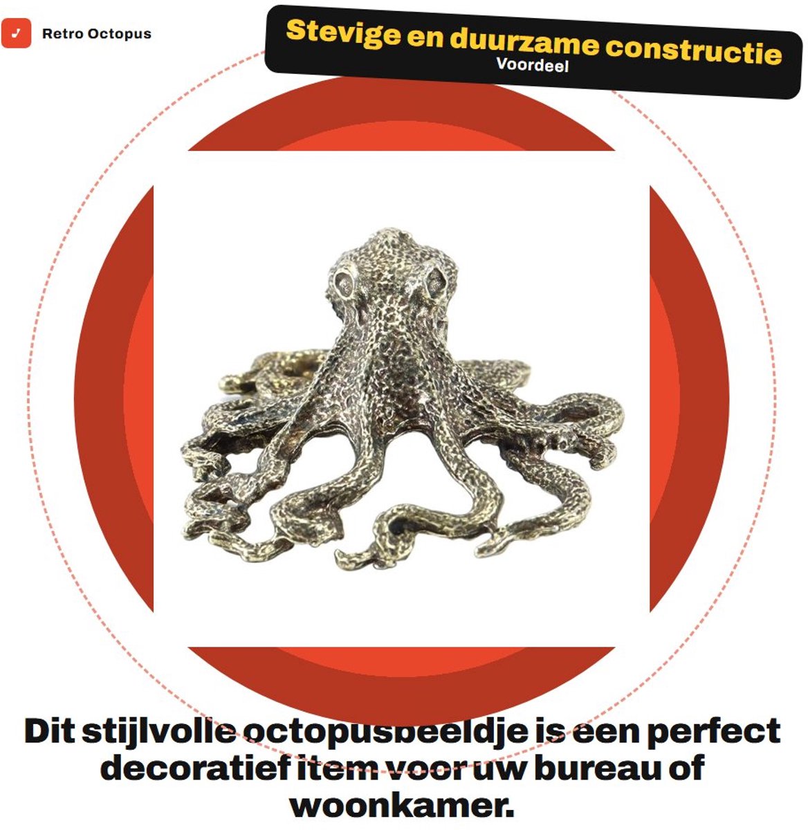 Dailygoods- Octopus Beeld Stevige Constructie - Decoratie Beeld - Ornament - Compact - Ruimtebesparend - Lichtgewicht - Decoratiebeeld