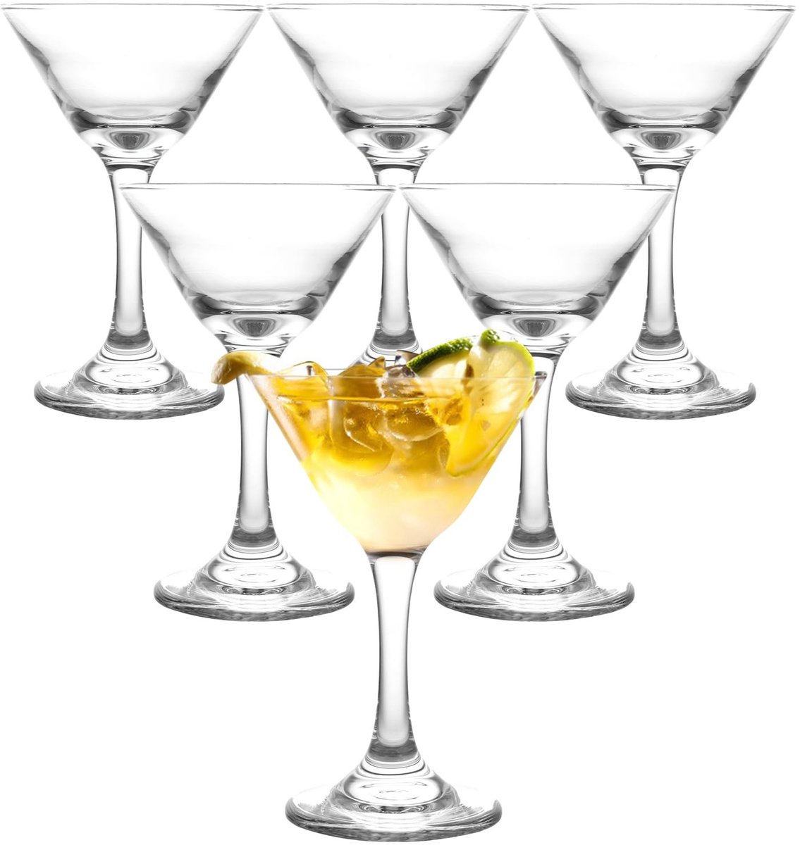 Dailygoods- Martini Glazen Set van 6 - 120 ml Inhoud - Hoogwaardig Glas - Transparant - Feestdrinkglazen - Comfortabele Voet - Cocktailglazen