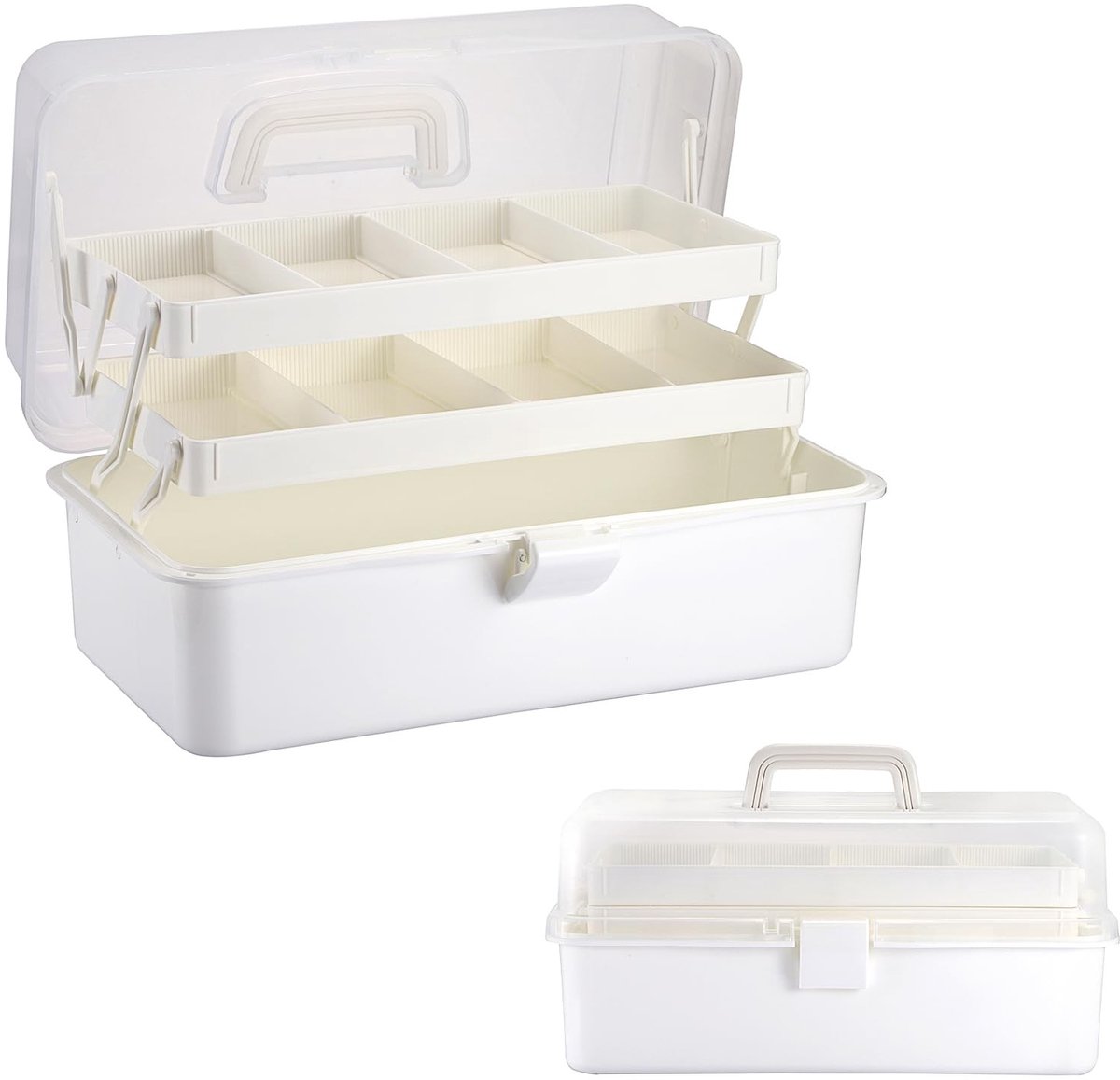 Dailygoods- Opbergdoos Grote Capaciteit - Opbergdoos met Deksel - Opbergdoos met Vakjes - Opbergdoos Vouwbaar - Organizer voor Knutselmateriaal - 3 Laags met 8 Compartimenten - Opbergcontainer
