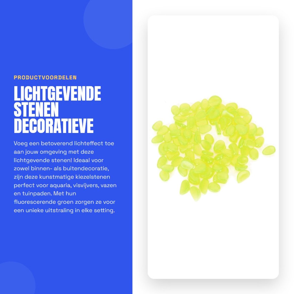 Dailygoods- Lichtgevende Stenen - 100 Stuks - Decoratieve Steentjes - Fluorescerend - Herbruikbaar - Indoor/Outdoor Decoratie