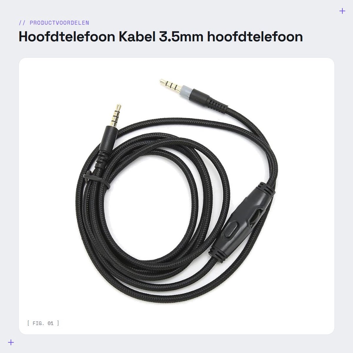 Dailygoods - Hoofdtelefoon Kabel - 3.5mm hoofdtelefoon aansluiting - met volume controle - geluidservaring - mute functie - perfect voor gamers - idea...