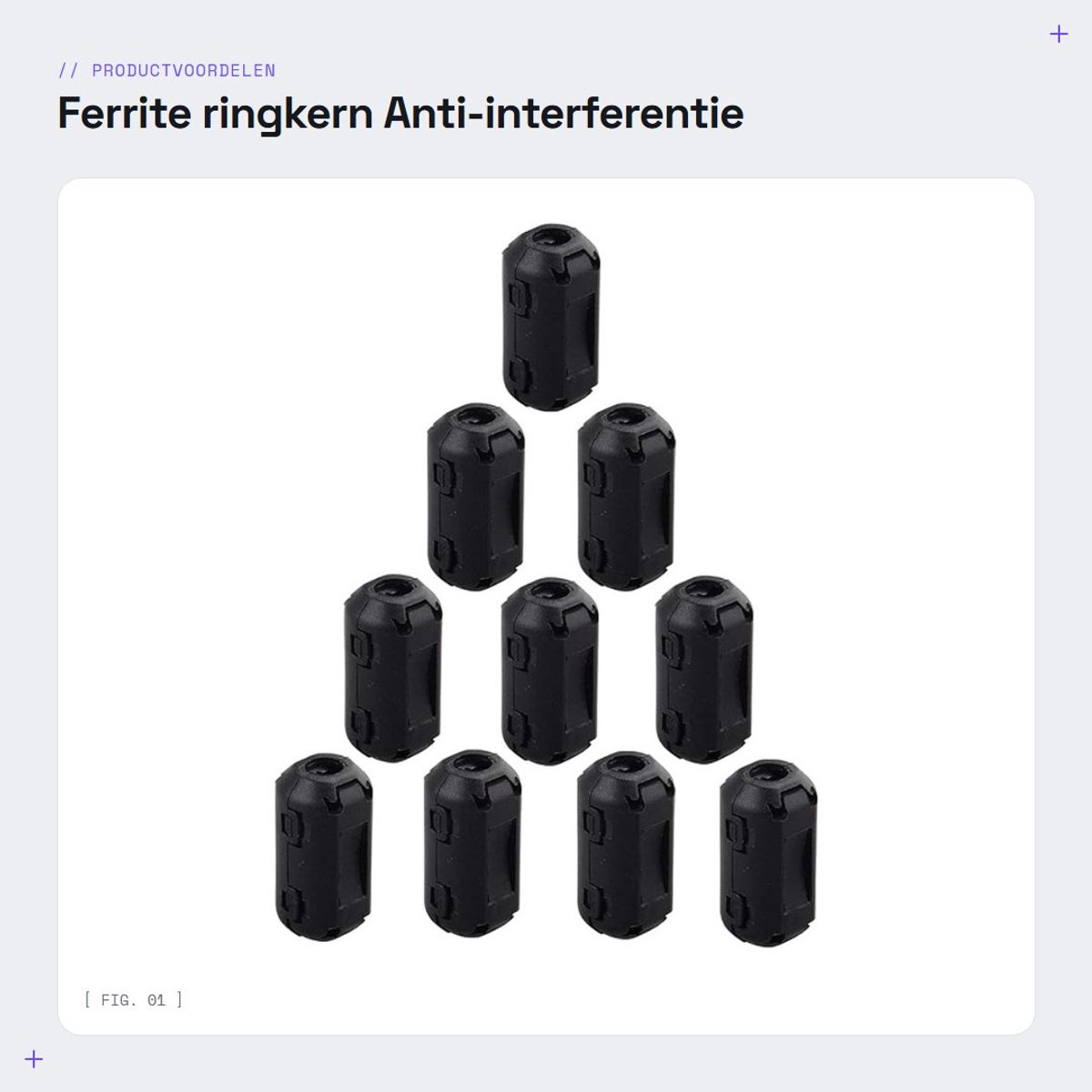 Dailygoods - Ferrite ringkern - Anti-interferentie - Hoogfrequentiefilter - RFI EMI - Geluidsvermindering - 3mm binnendiameter - Kabelclip - Zwart