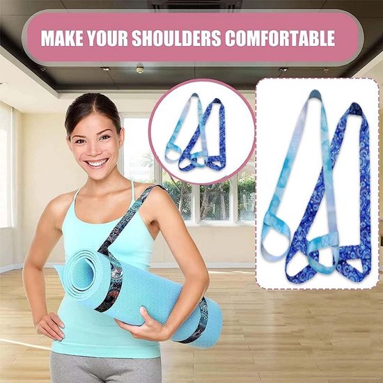 Yogamat Riem - Draagband Elastisch - Yoga Oefenen - Met Opberglus - 2 Stuks 150cm - Meerkleurig van Yogamat — afbeelding 3