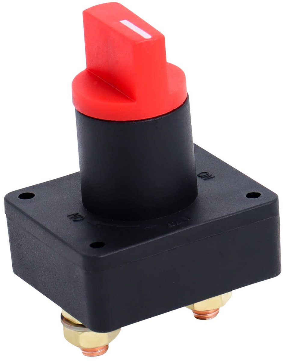 Batterijschakelaar Auto - Scheidingsschakelaar Isolator - Voertuig Stroomonderbreking - Koperen Bouten Messing - 12-60V - Zwart