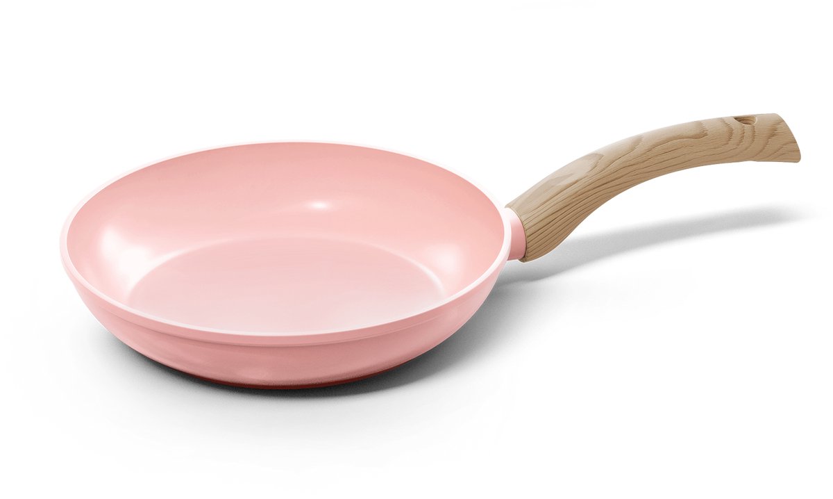 Cook & Pan - Koekenpan 20 cm - PFAS vrij - Inductie Keramisch - Non stick - 7 jaar garantie - Roze