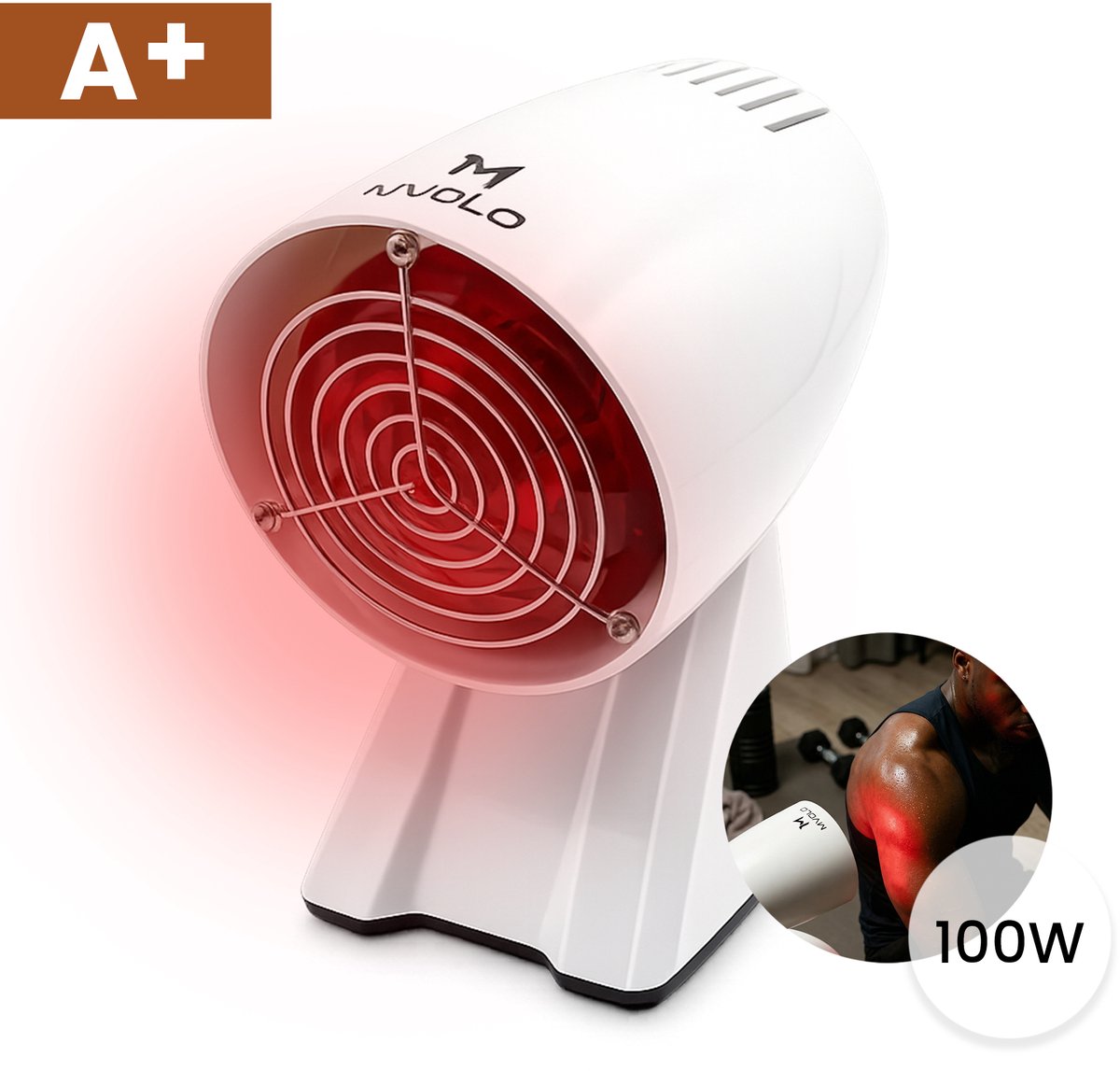 Mvolo® Infraroodlamp Mini 150W - Infrarood Lamp voor Spieren en Gewrichten - Warmtelamp voor Nek, Schouder, Rug - Compact Tafelmodel