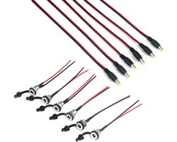 6Pcs 8A-10A DC Power Connector 5.5 x 2.1mm Jack Socket Threaded Female Adapter met Kabel - 6pcs 5.5mm x 2.1mm 12V Pure Copper Mannelijke DC Power Pigtail Kabel - Energie - Adapter