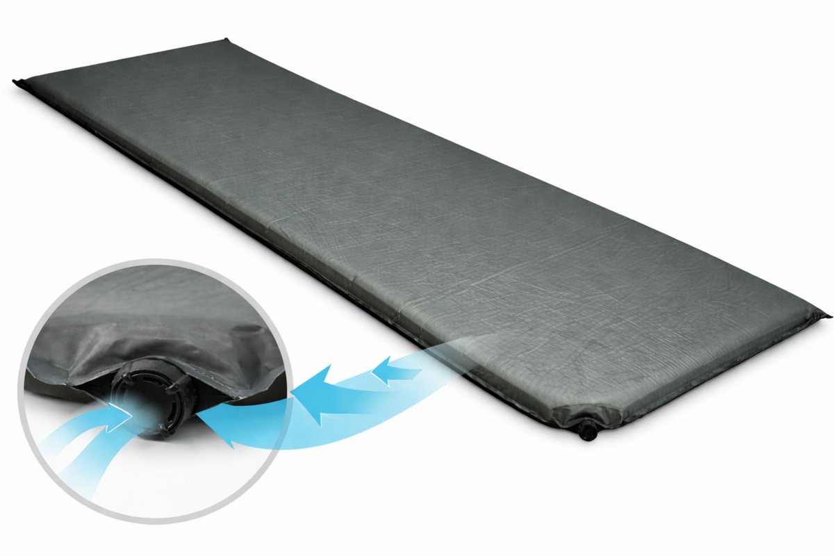 HEM Zelfopblaasbare Slaapmat Grijs 196x67x5 cm – Camping Matras – Lichtgewicht Outdoor Slaapmat – Trekking Kamperen Mat – Compact & Comfortabel – Inclusief HEM Microvezeldoekje