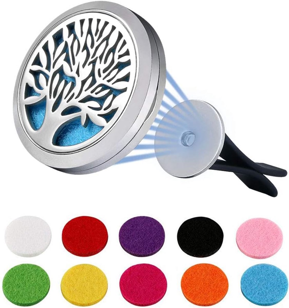 Aromatherapie Auto Diffuser - Magnetische Combinatie Natuurlijke Luchtverfrisser - 10 Navullingen voor Auto - Kantoor - Kamer - Binnenruimtes