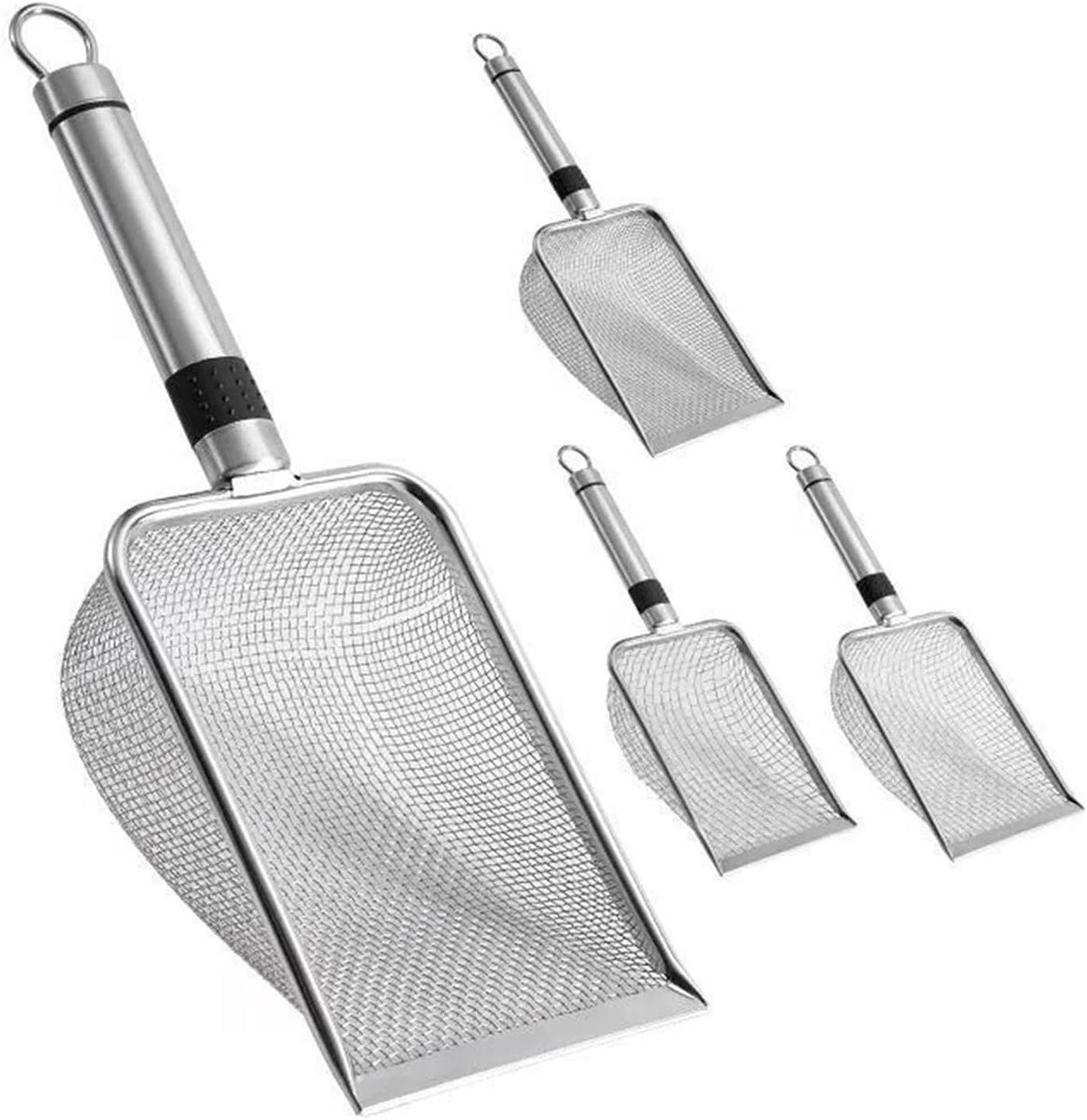 Set van 6 RVS Tuinsieverts met Handvat, Zeef voor Compost, Tuinaarde en Zand (1.5/2/2.8/3.8/4.3/5 mm Gaas), Duurzame Tuinaccessoires voor Efficiënt Tuinieren