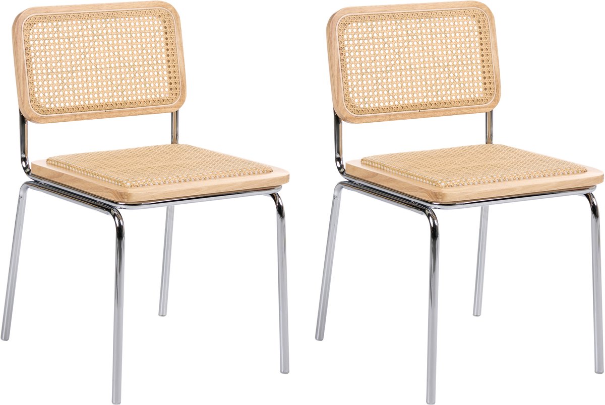 CORVALLIS - Set van 2 eetkamerstoelen - Lichtbruin - PE rotan
