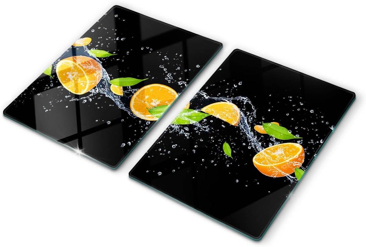 Glazen snijplank - Kookplaatafdekking Achterwand - Keukenwerkblad Beschermen - Gehard Krasbestendig Glas - 2x40x52cm - Multicolor
