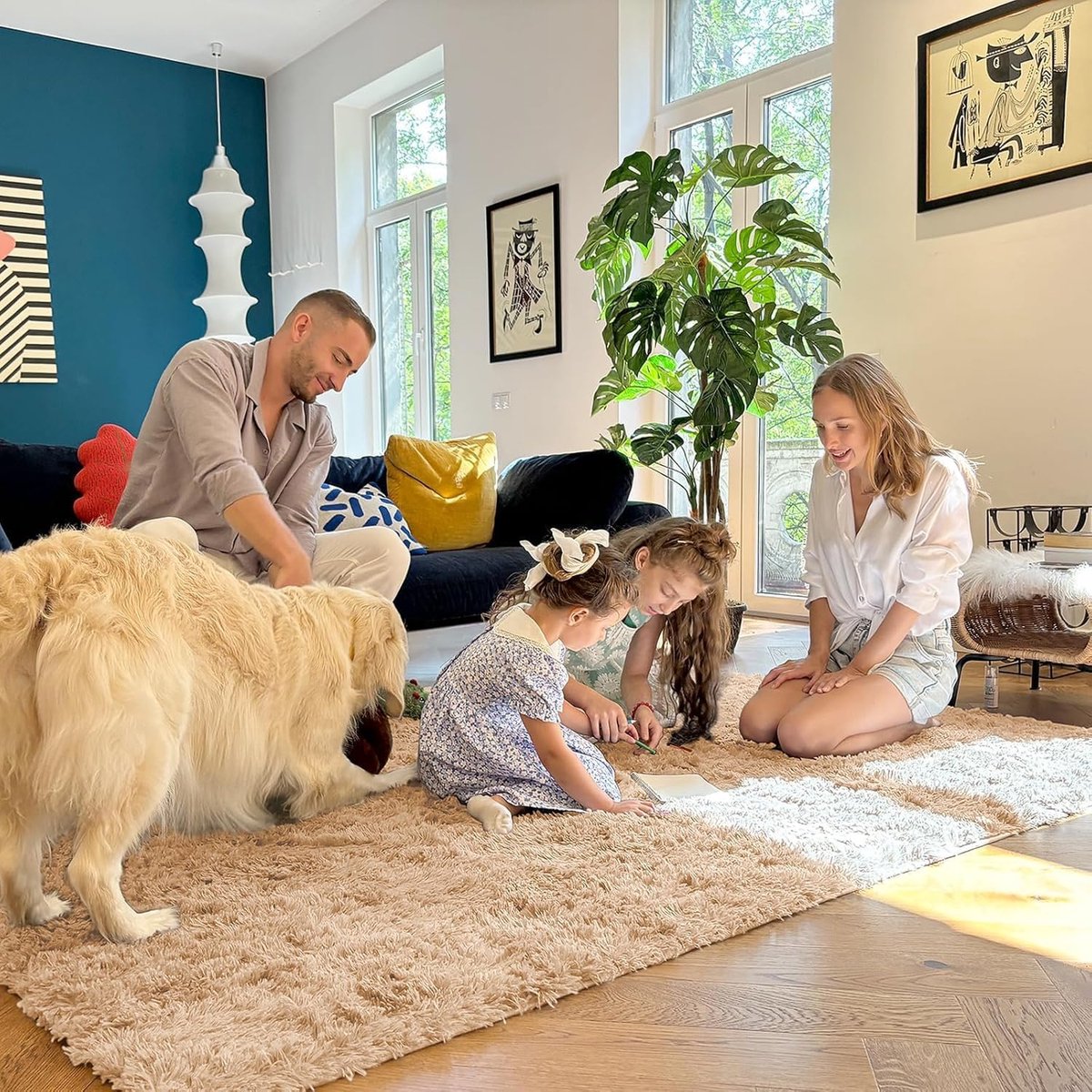 Hoogpolig Vloerkleed – Zacht Shaggy Tapijt – Antislip & Wasbaar – Modern Vloertapijt voor Woonkamer, Slaapkamer & Kinderkamer – Comfortabel & Warm