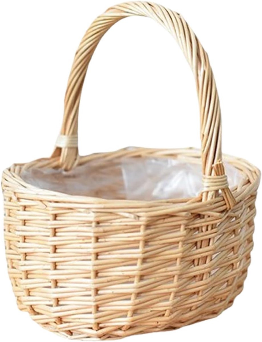 Picknickmand met Handvat - Picknick Mandje - Boodschappenmand - Fruitmand - Winkelmand - Rieten Mand - Wilgenhout - Natuurlijk - 20 x 10 x 17 cm - van Imperatoris