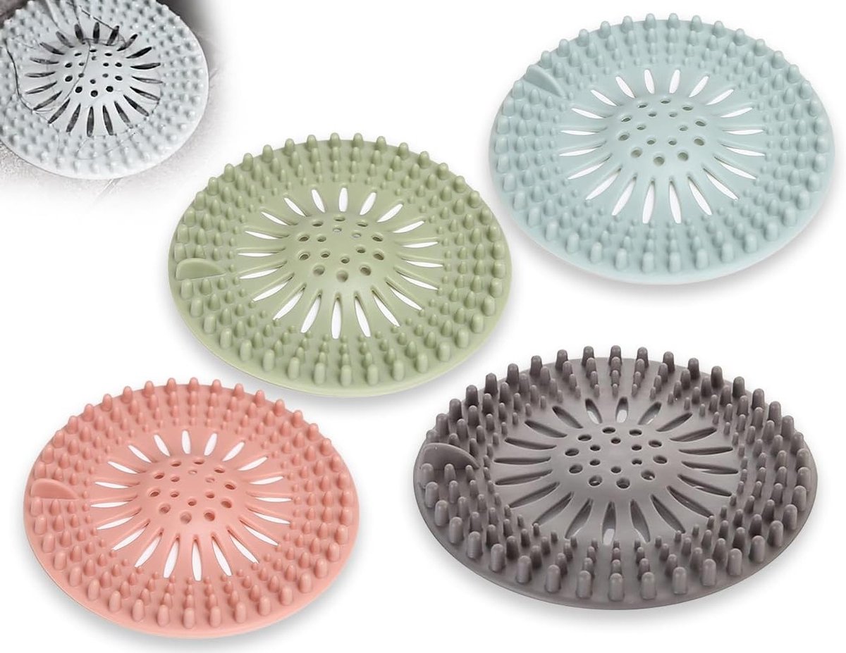 4 Stuks Siliconen Afvoerzeef voor Badkamer - Haarzeef, Douche Accessoires en Huishoudelijke Hulp voor Bad en Douche