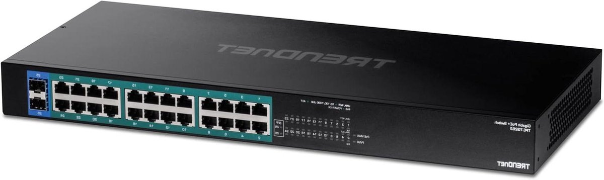 Gigabit PoE+ Switch - Managed Switch Netwerk - Netwerkapparaten Uitbreiden - 24 PoE+ Poorten - 1U 19 inch Rack - zwart