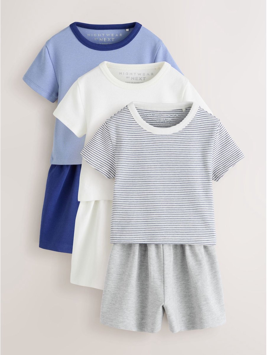 Next - Meisjes - Set van 3 korte pyjama's - Blauw