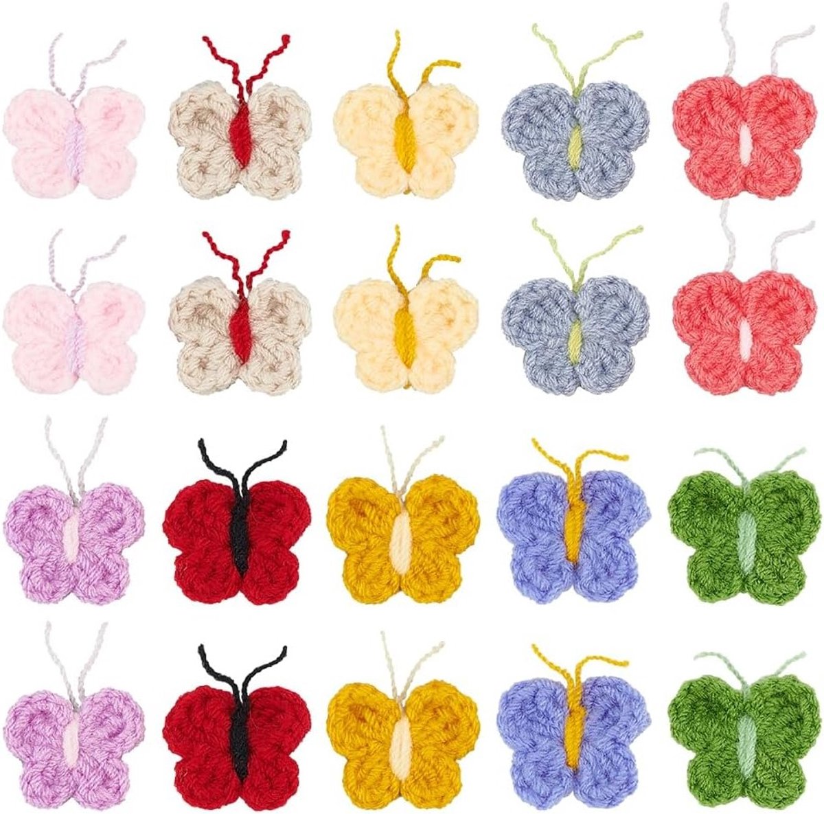 18 Stuks Vlinder Haakwerk Patches in 9 Kleuren - Polyester Applicaties voor DIY Naaien en Creatieve Projecten