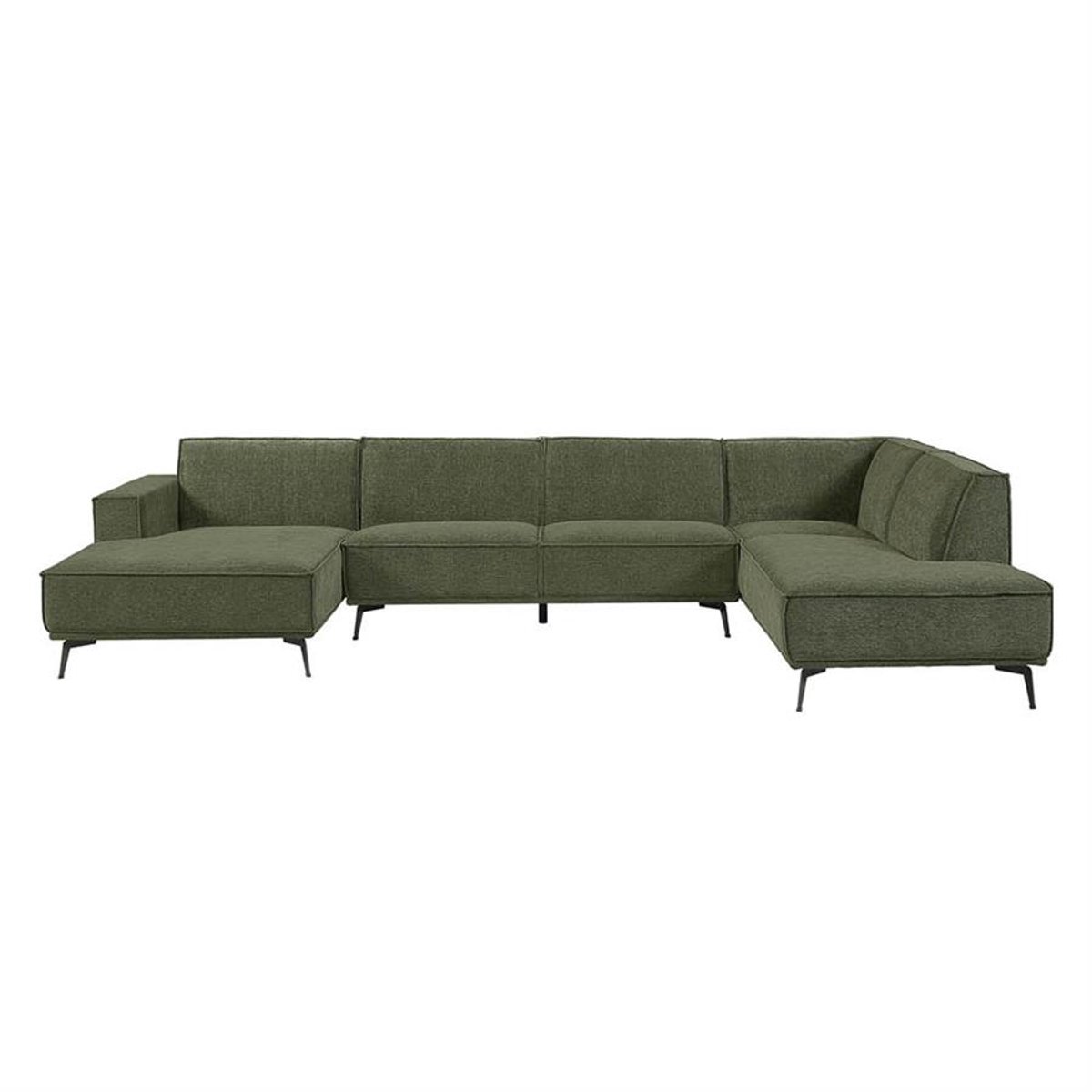 Tower Living Chaise Longue Bank Leeds - Groen Stof - Rechts - 350x217x81cm