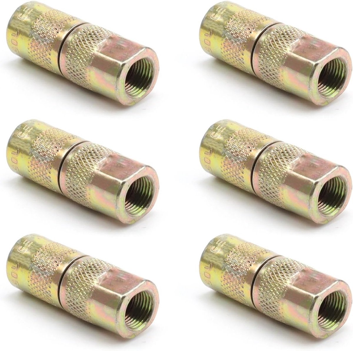 Set van 6 Vetpers Adapters met Platte Mondstukken voor Hydraulische Toepassingen, Roestvrij en Slijtvast, Ideaal voor Vetpers Accessoires en Onderhoud