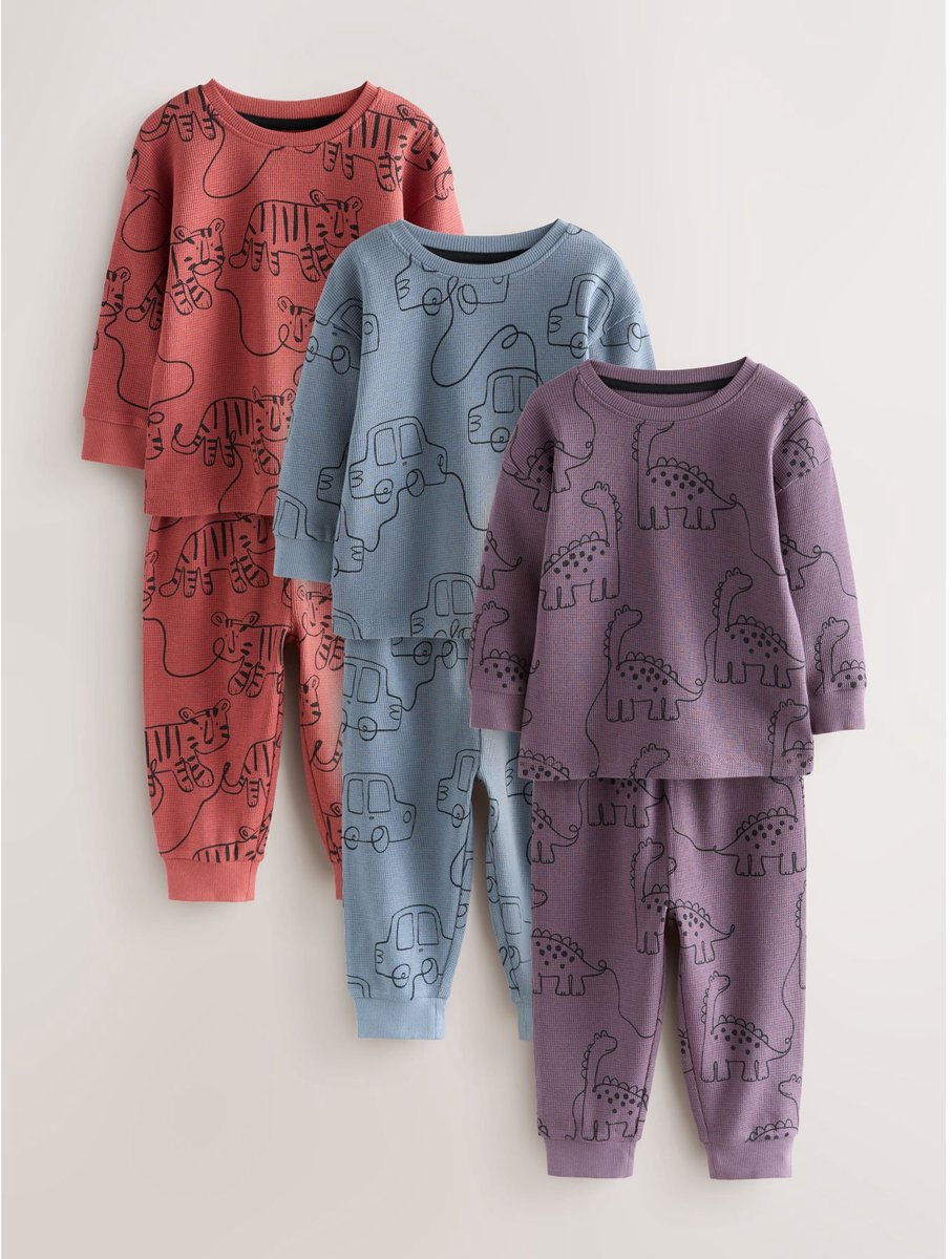 Next - Jongens - Set van 3 oversized pyjama's - Blauw