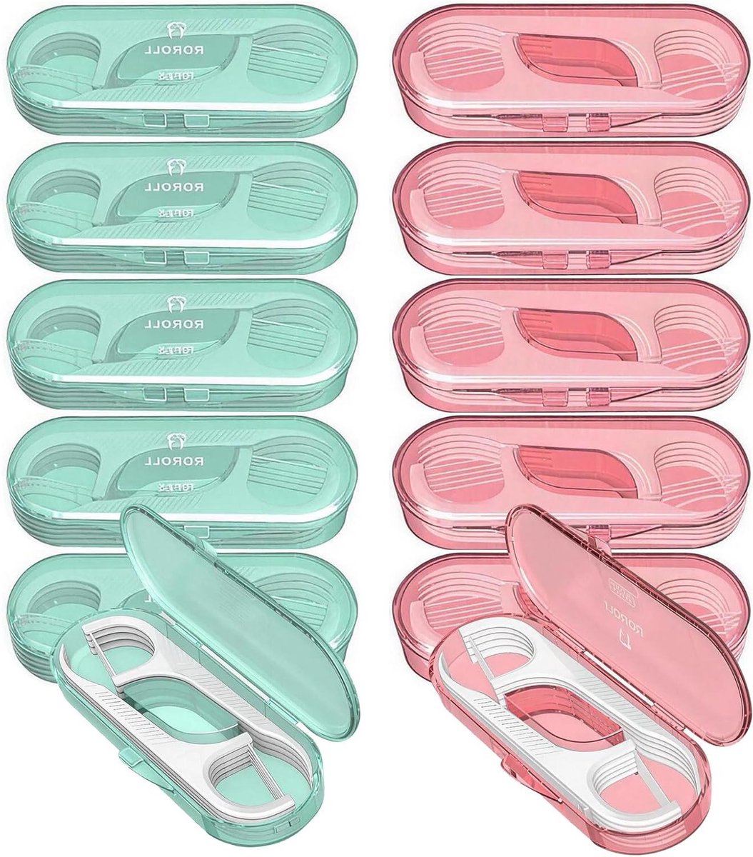 Reis Tandzijde Hoesjes - Flossers Koffer - Mondhygiëne Onderweg - Verzegeld Opbergontwerp - 10 Stuks - Groen Roze