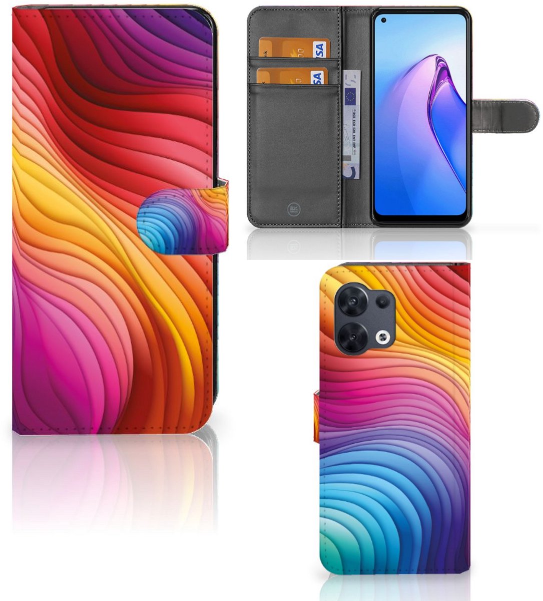 Book Case voor OPPO Reno8 Regenboog