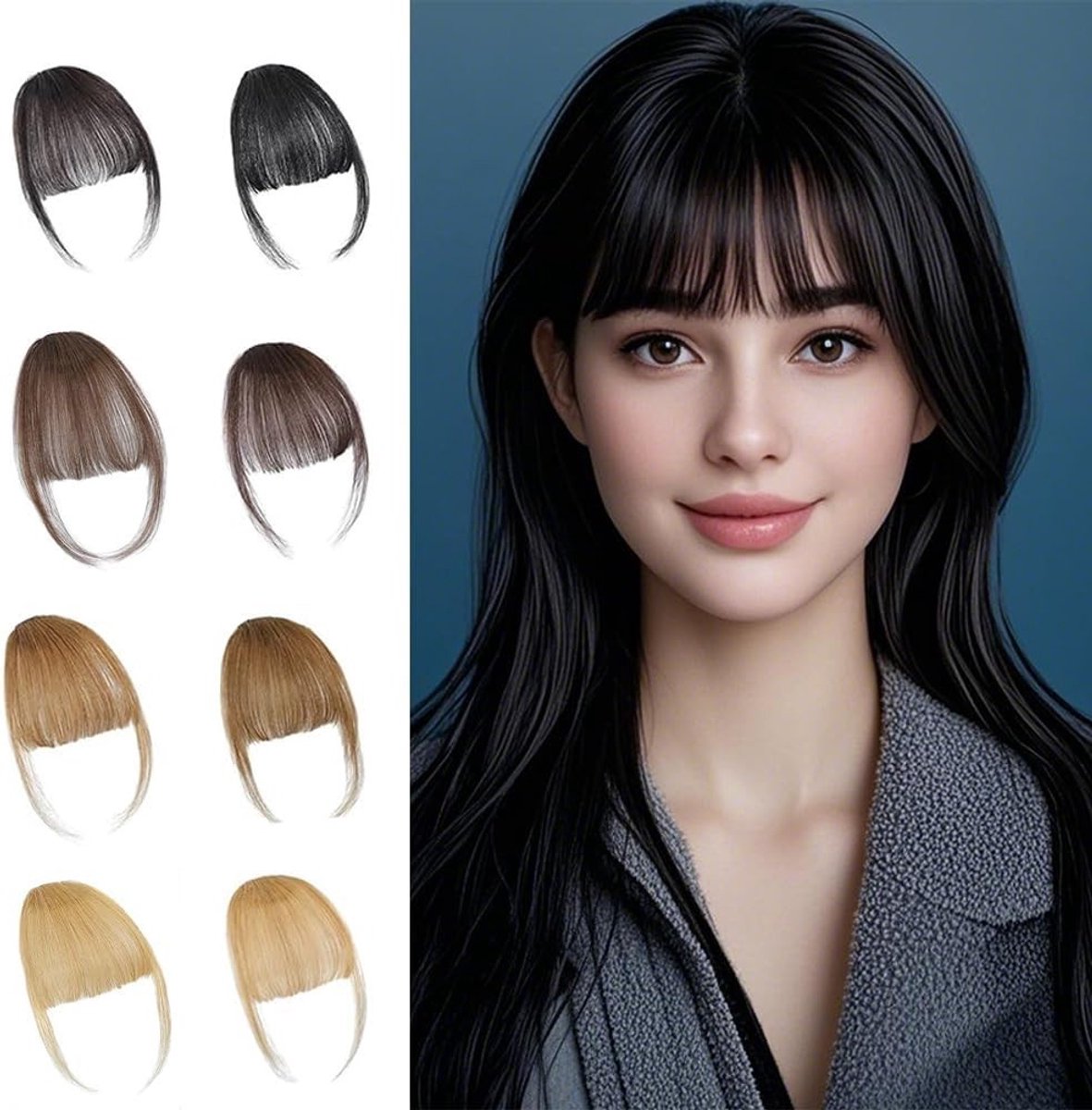 Dunne Clip-In Pony, Fringe Extensies voor Vrouwen, Ideaal voor Dagelijks Gebruik en Diverse Stijlen