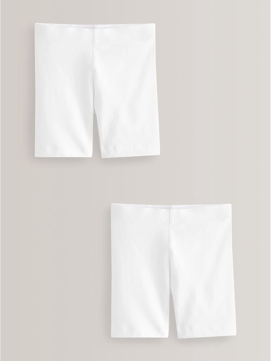 Next - Meisjes - Verpakking van 2 stretchy fietsshorts met hoog katoengehalte - Wit