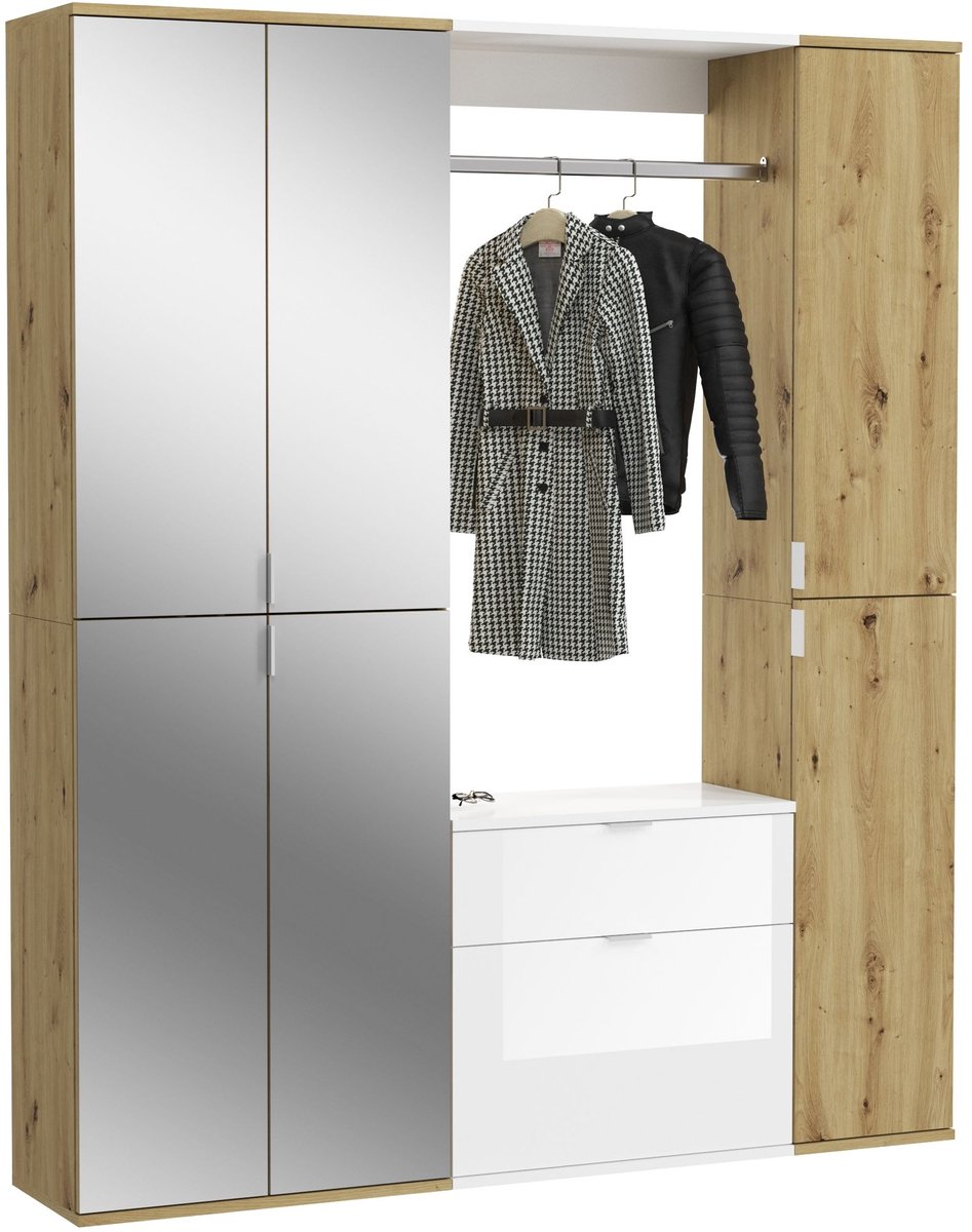 Kledingkast Projekt X Emob - Artisan Oak En Wit - 152x193x34 Cm