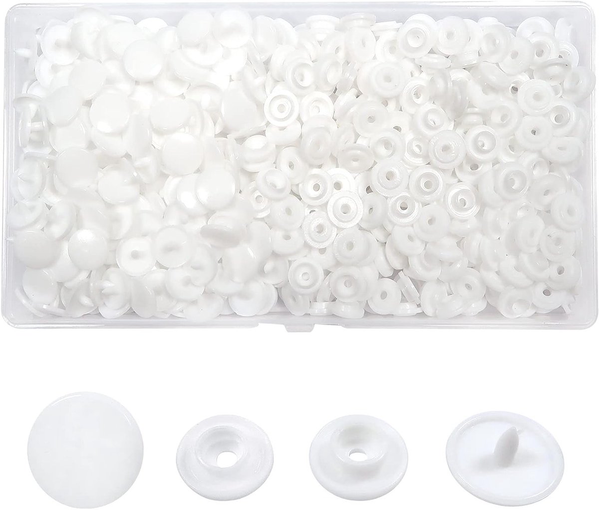 150 Sets Plastic Push Buttons T3 10.5mm Wit voor Accessoires, Kleding, DIY Handwerk en Scrapbooking