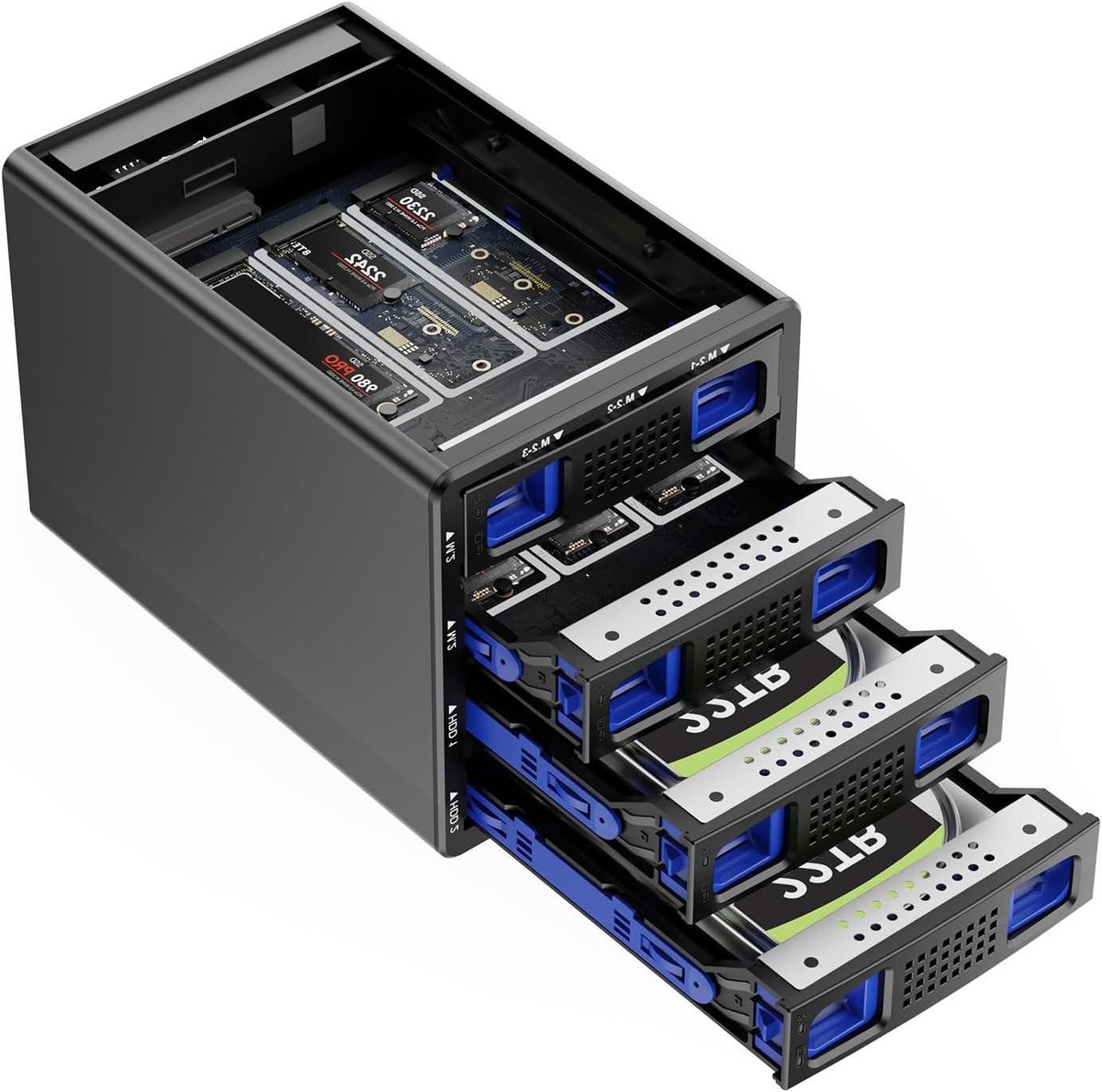Hybride Harde Schijf Behuizing - Externe Opslag - NVMe SSD Behuizing - Data Opslag Uitbreiden - 8 Bay Hybride Opslag