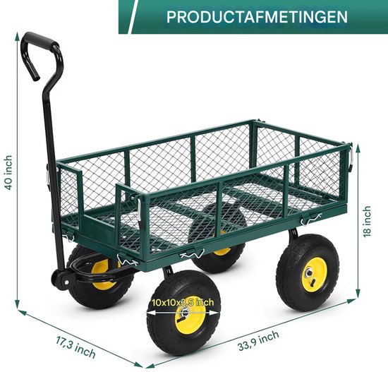 Bolderkar - Stalen Tuinwagen - Opvouwbaar - 180° Draaibare Handgreep - Max 250KG van Merkloos — afbeelding 2